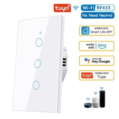 Tuya Smart Touch Switch 3-Gang White